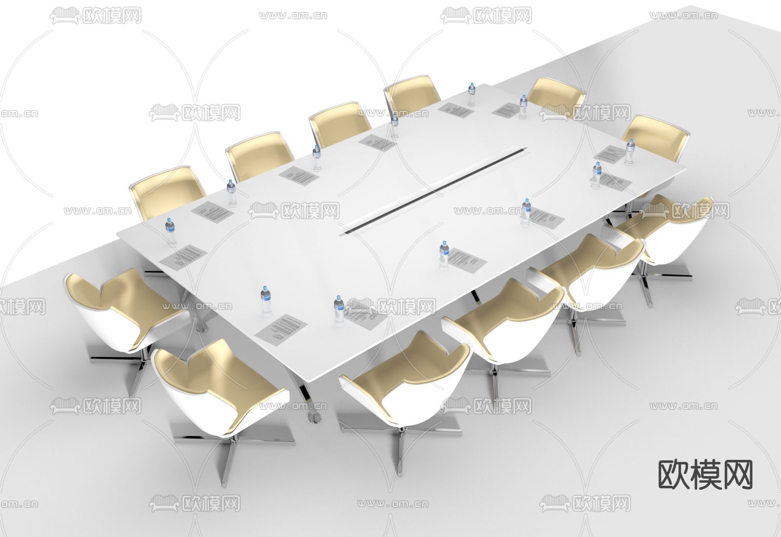 现代会议桌椅3d模型下载（渲染图2）