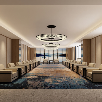  新中式贵宾室 接待室su模型 