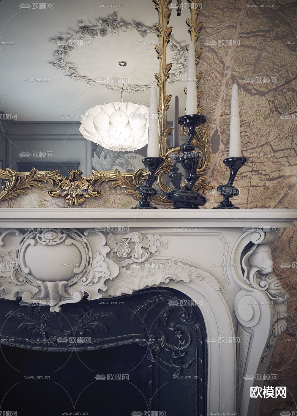 欧式客厅3d模型下载（渲染图6）