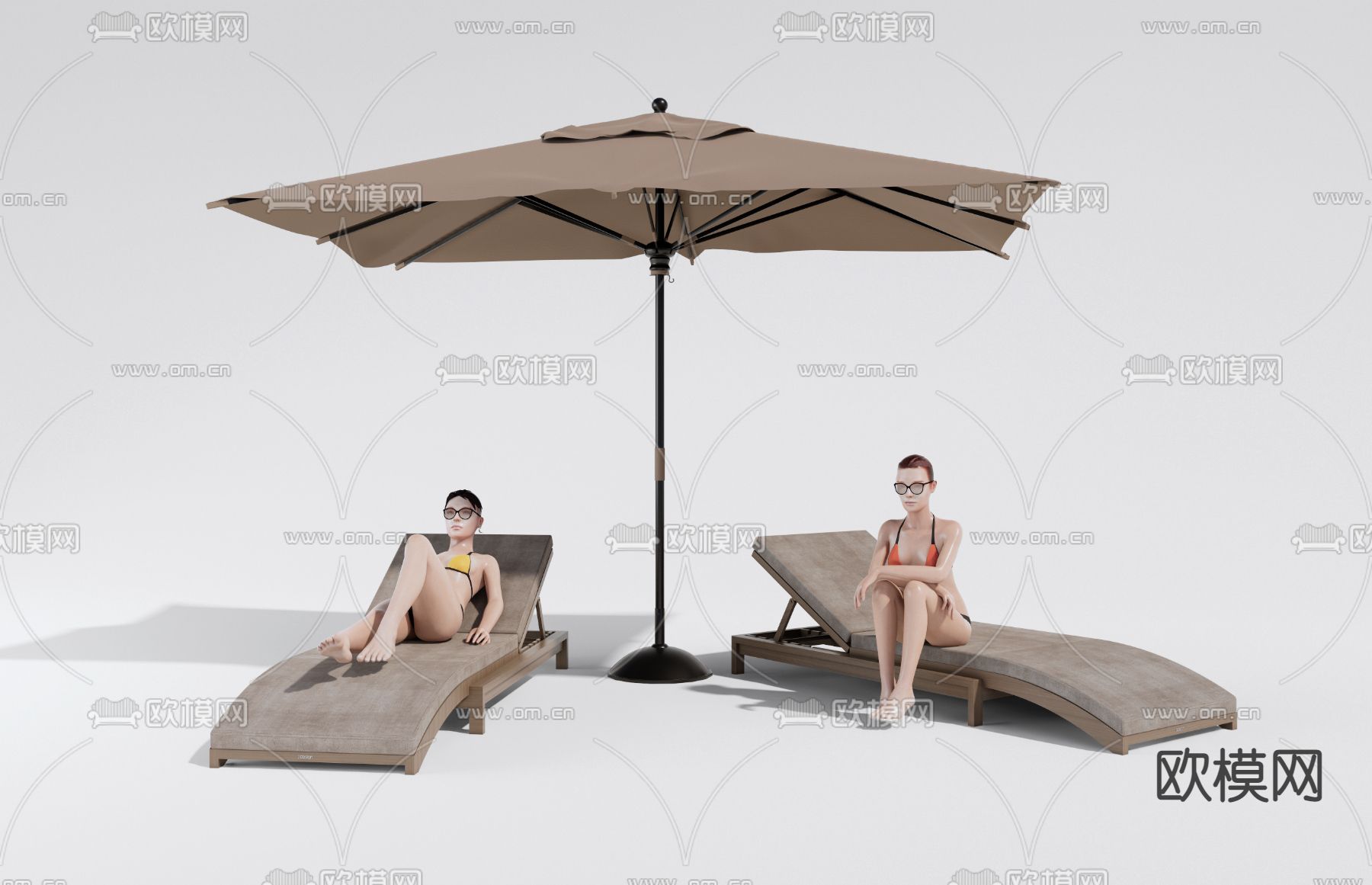 户外躺椅 沙滩椅3d模型下载