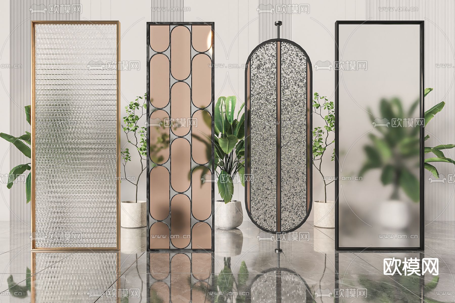 玻璃屏风 隔断3d模型下载