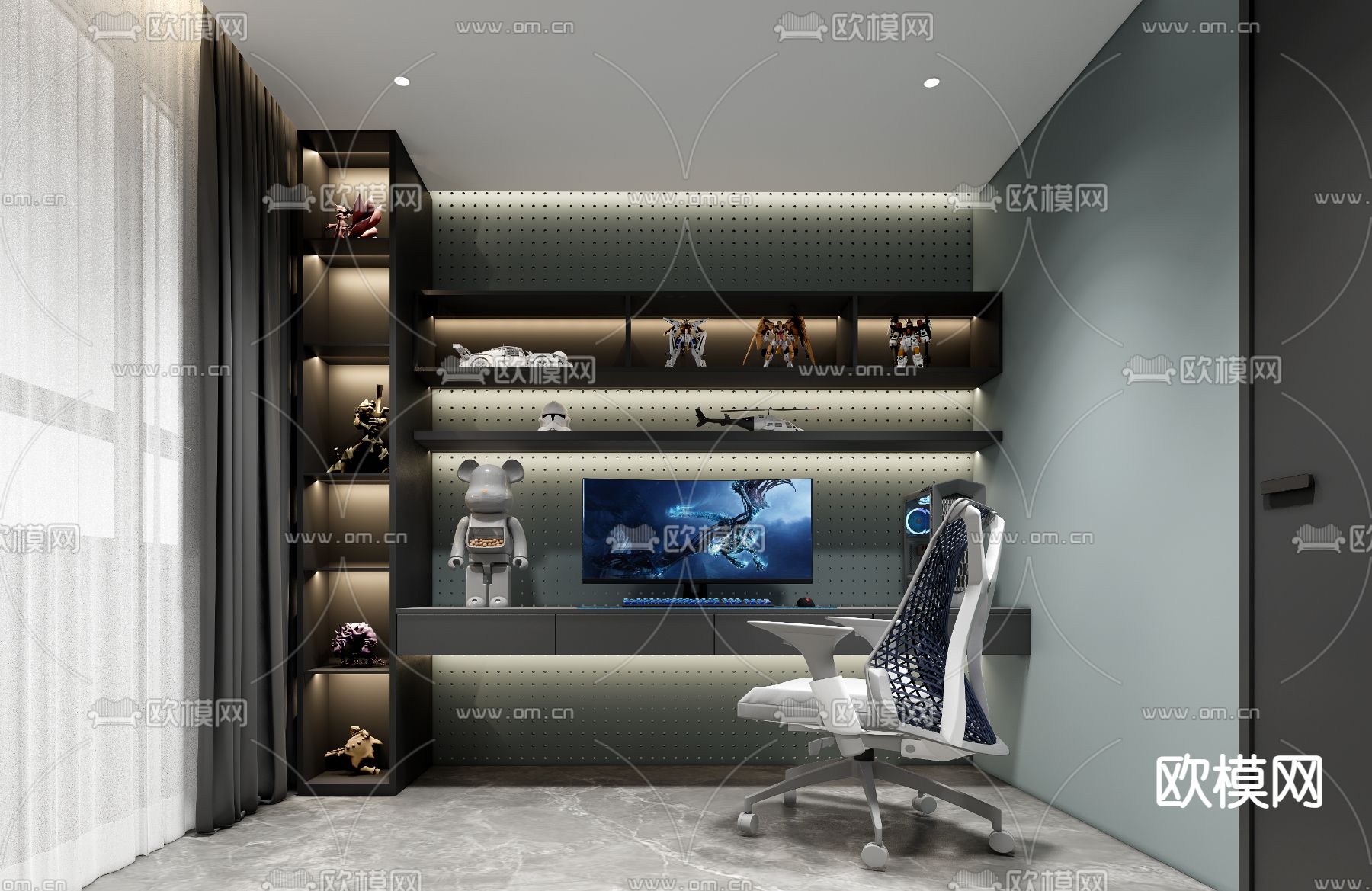 电竞房 游戏房3d模型下载_ID14076063_3dmax免费模型-欧模网