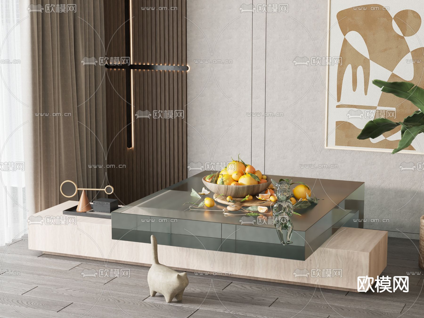 现代茶几3d模型下载