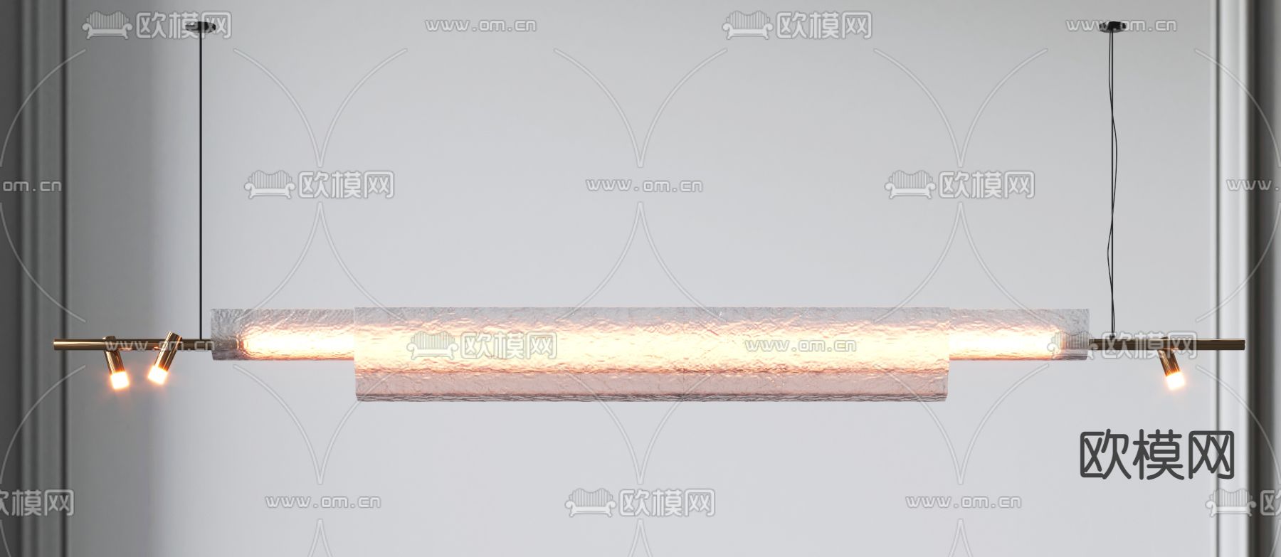 长条吊灯 办公吊灯3d模型下载（渲染图1）