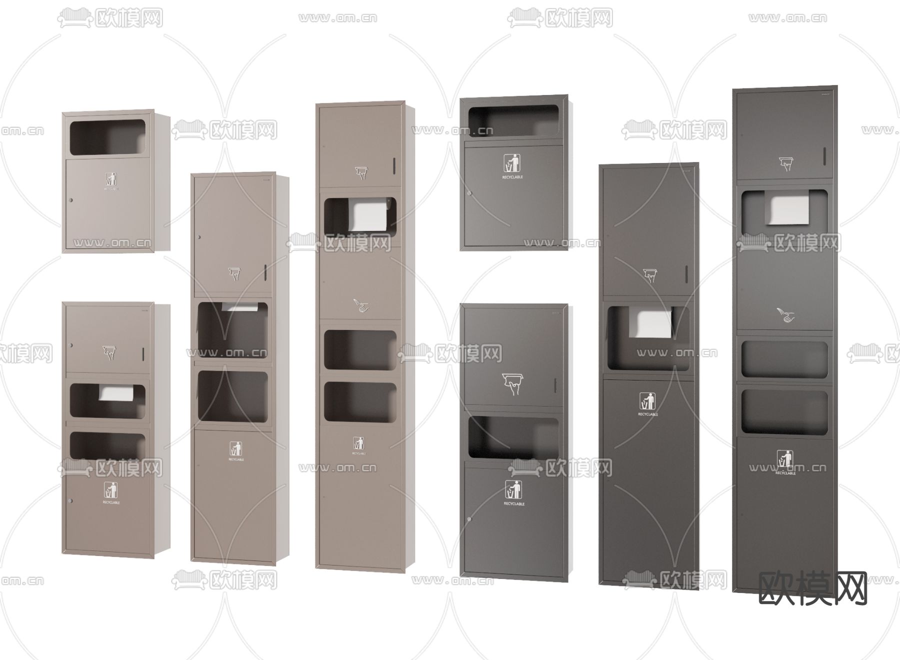 抽纸盒 公卫垃圾桶3d模型下载