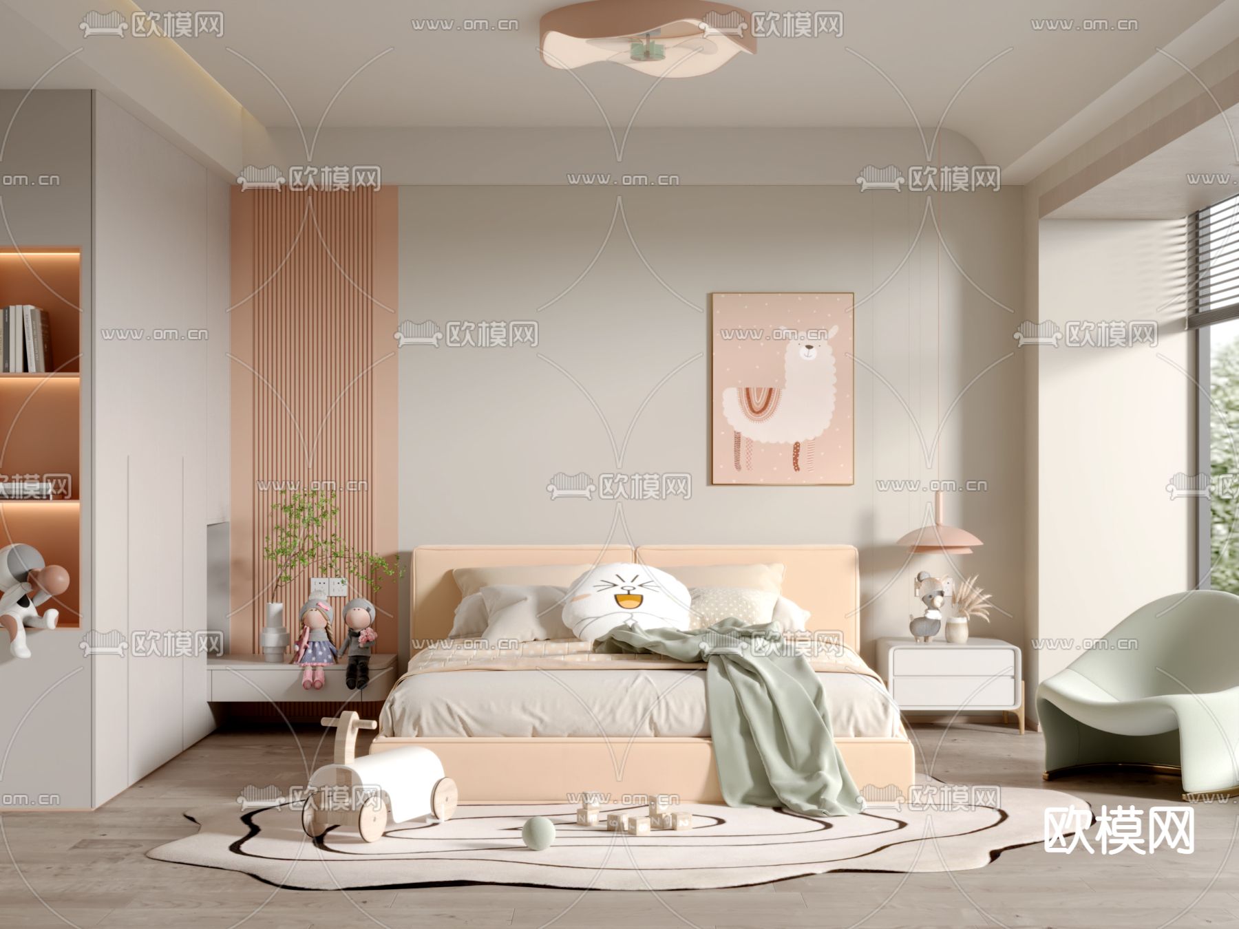 儿童房 女孩房 小孩房3d模型下载（渲染图1）