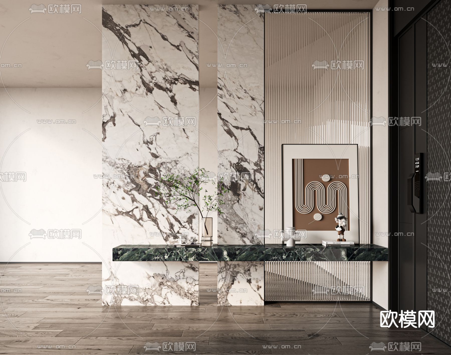 玄关隔断 玻璃隔断3d模型下载