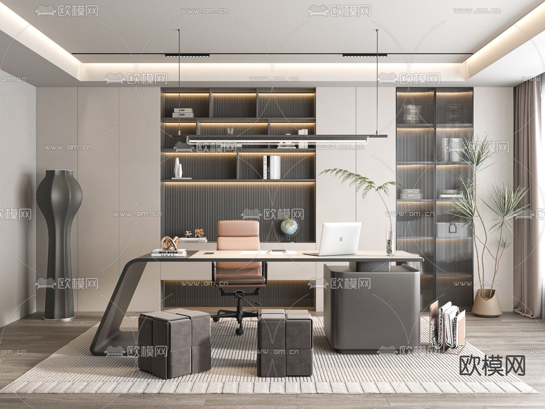 现代书房su模型下载_ID14077744_sketchup模型下载-欧模网