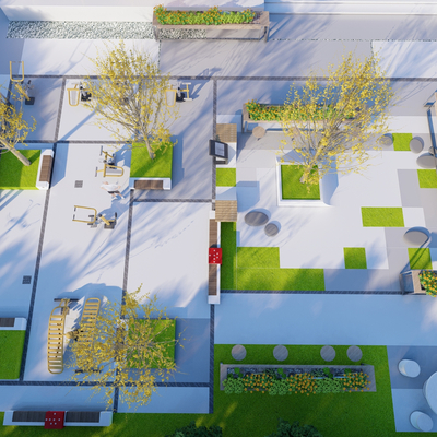 老年康体广场su模型