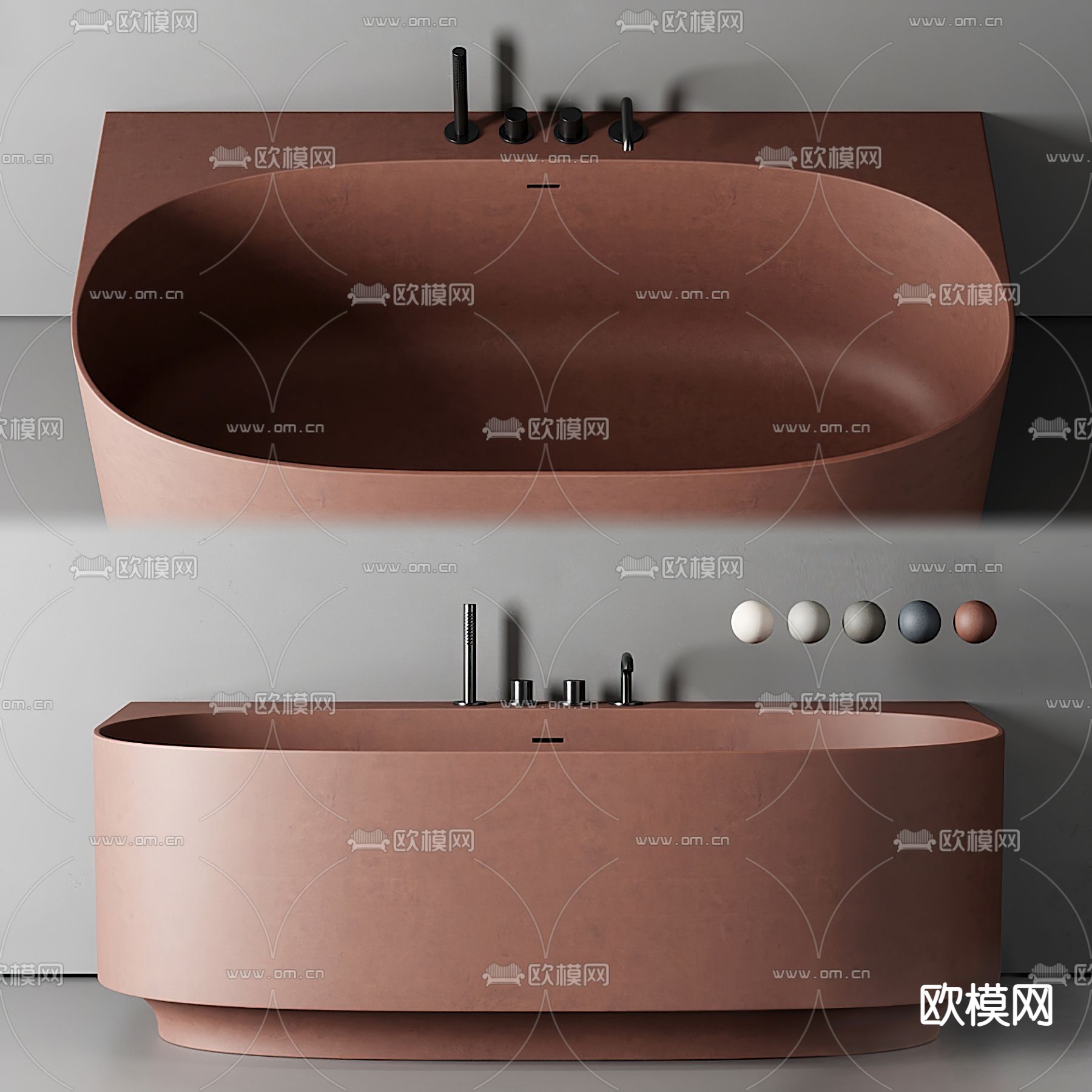 现代浴缸su模型下载（渲染图1）