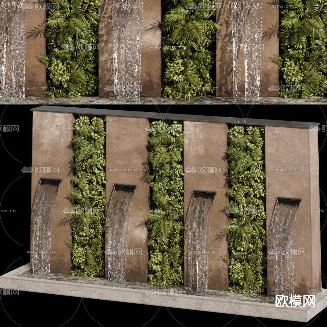 喷泉水池 流水小品3d模型下载（渲染图2）