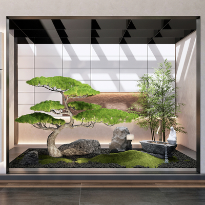  松树造景 植物堆su模型 