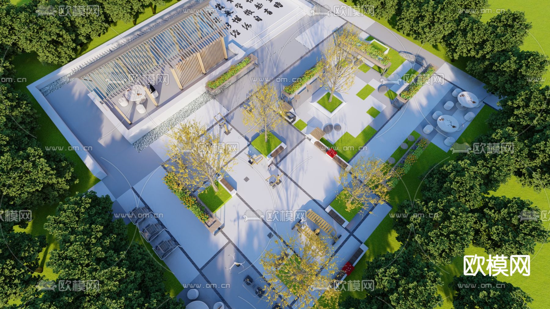 老年康体广场su模型