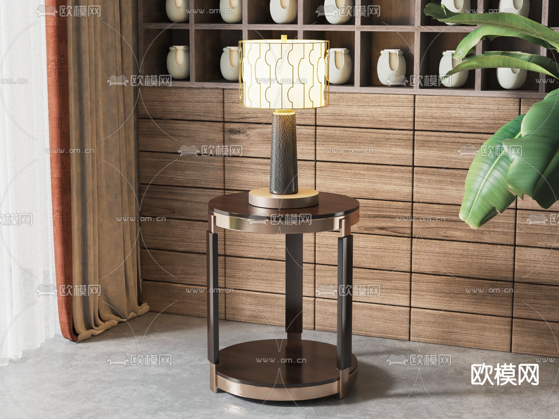 新中式边几 角几 圆几3d模型下载