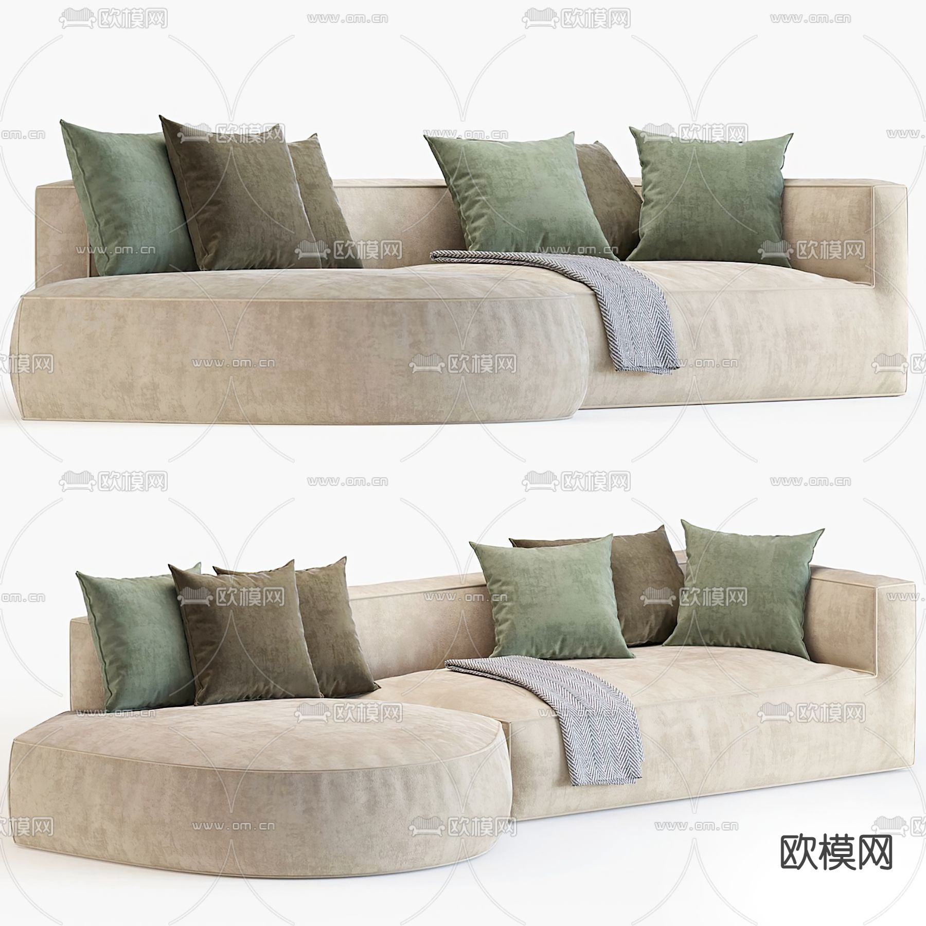 Flexform 多人沙发3d模型下载