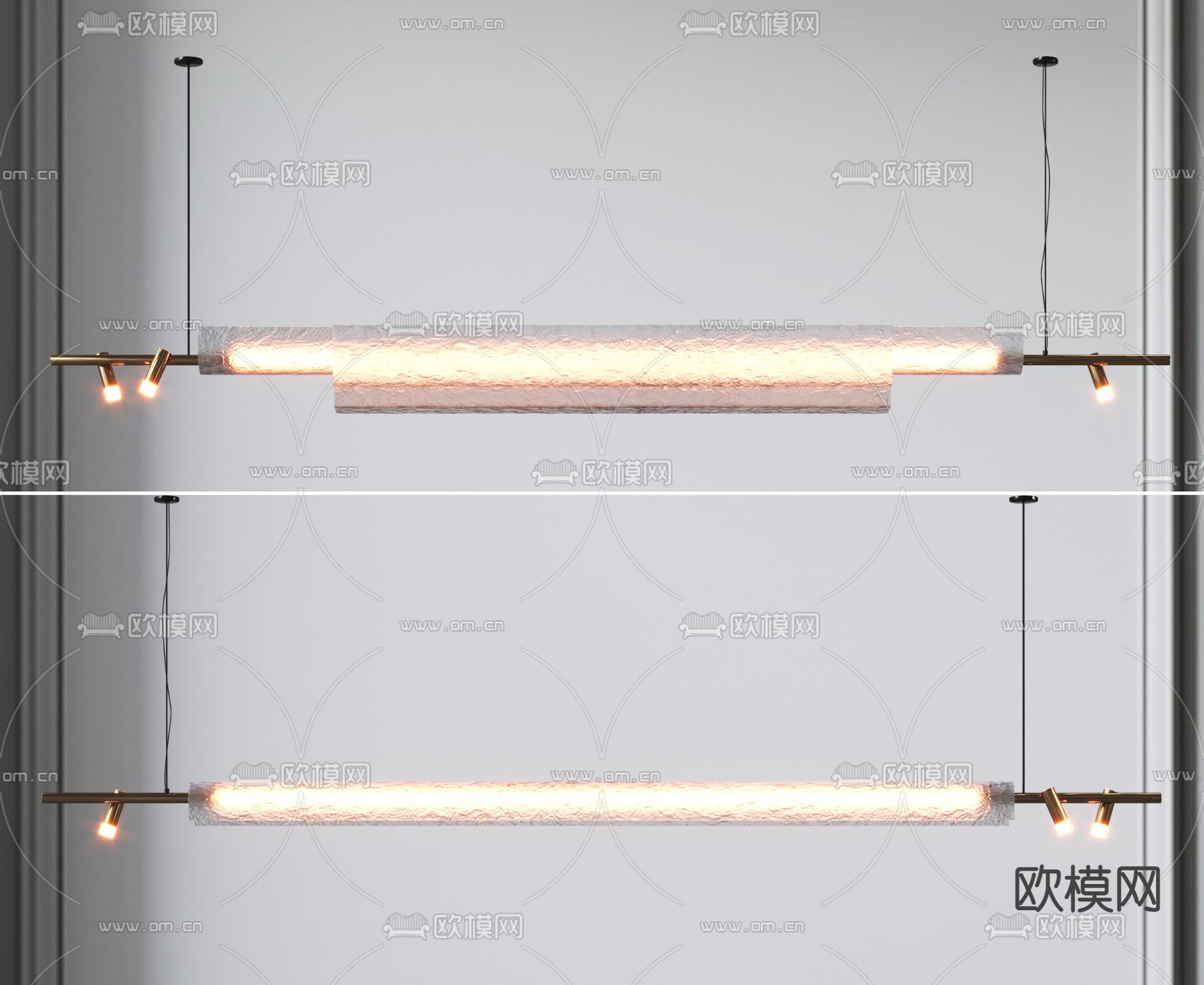 长条吊灯 办公吊灯3d模型下载（渲染图2）