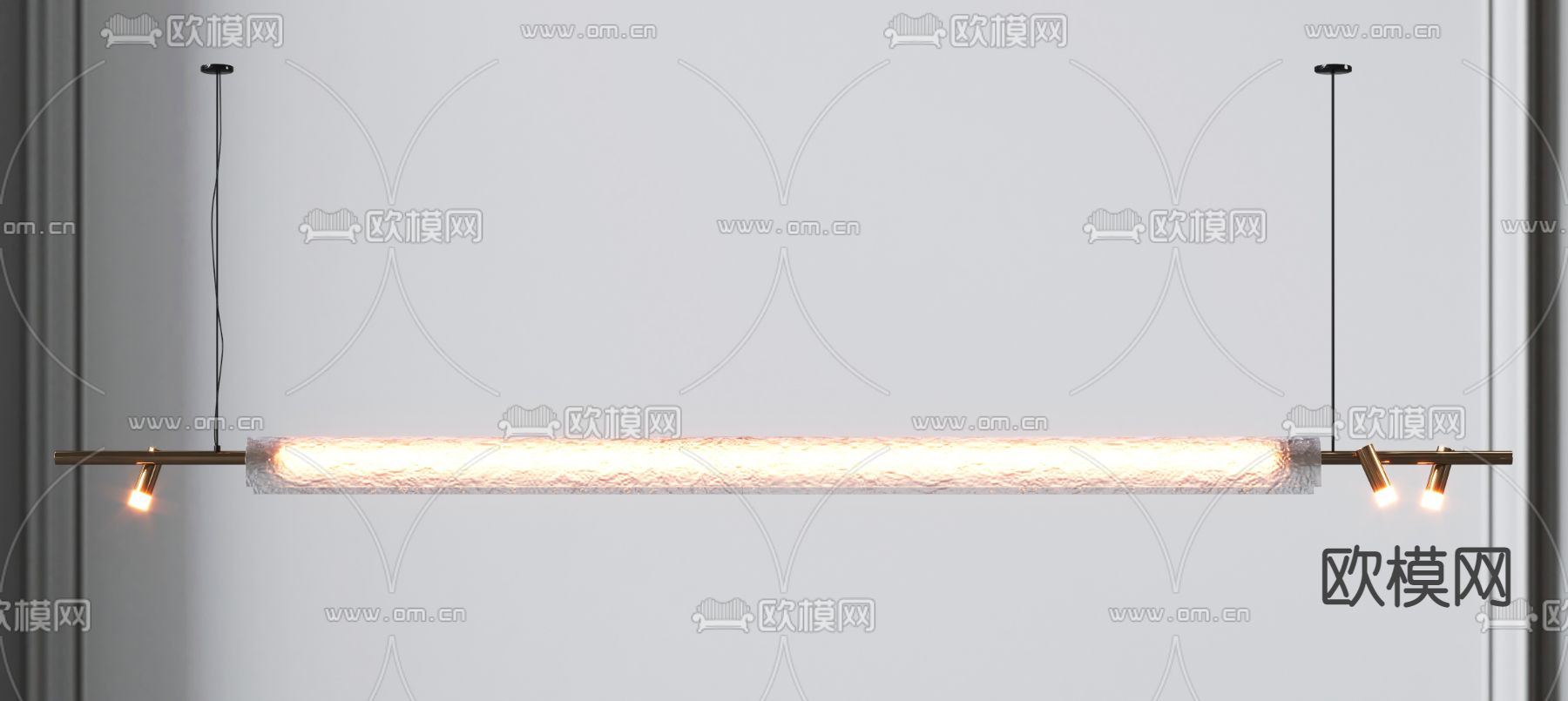长条吊灯 办公吊灯3d模型下载（渲染图3）
