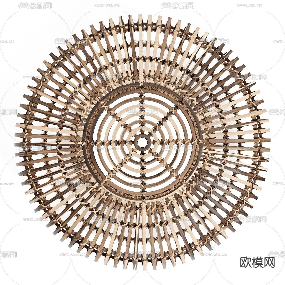 自然风藤编凳子 矮凳3d模型下载（渲染图3）