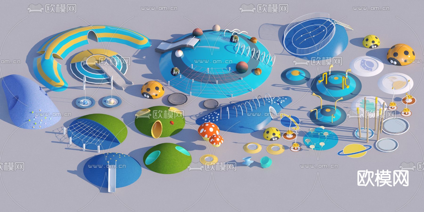 现代儿童游乐器材3d模型下载