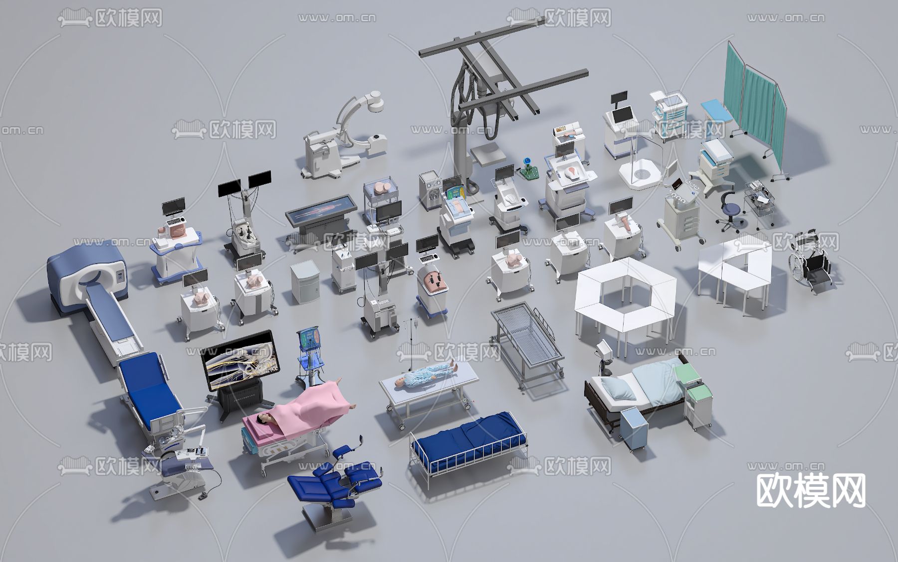 医疗器械  诊疗床3d模型下载