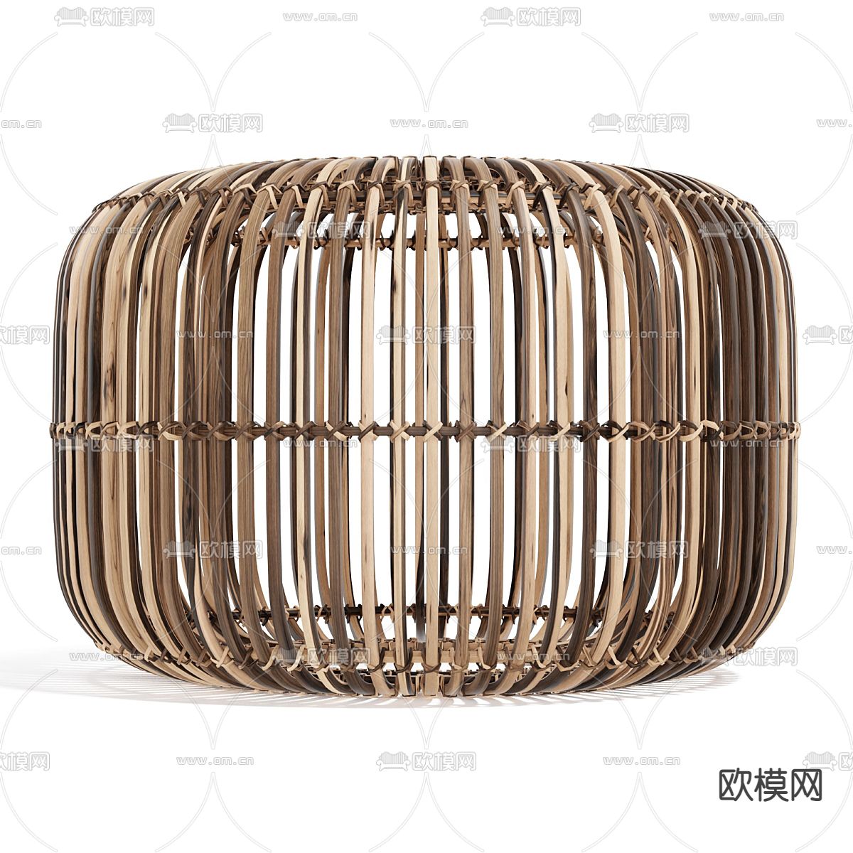 自然风藤编凳子 矮凳3d模型下载（渲染图1）