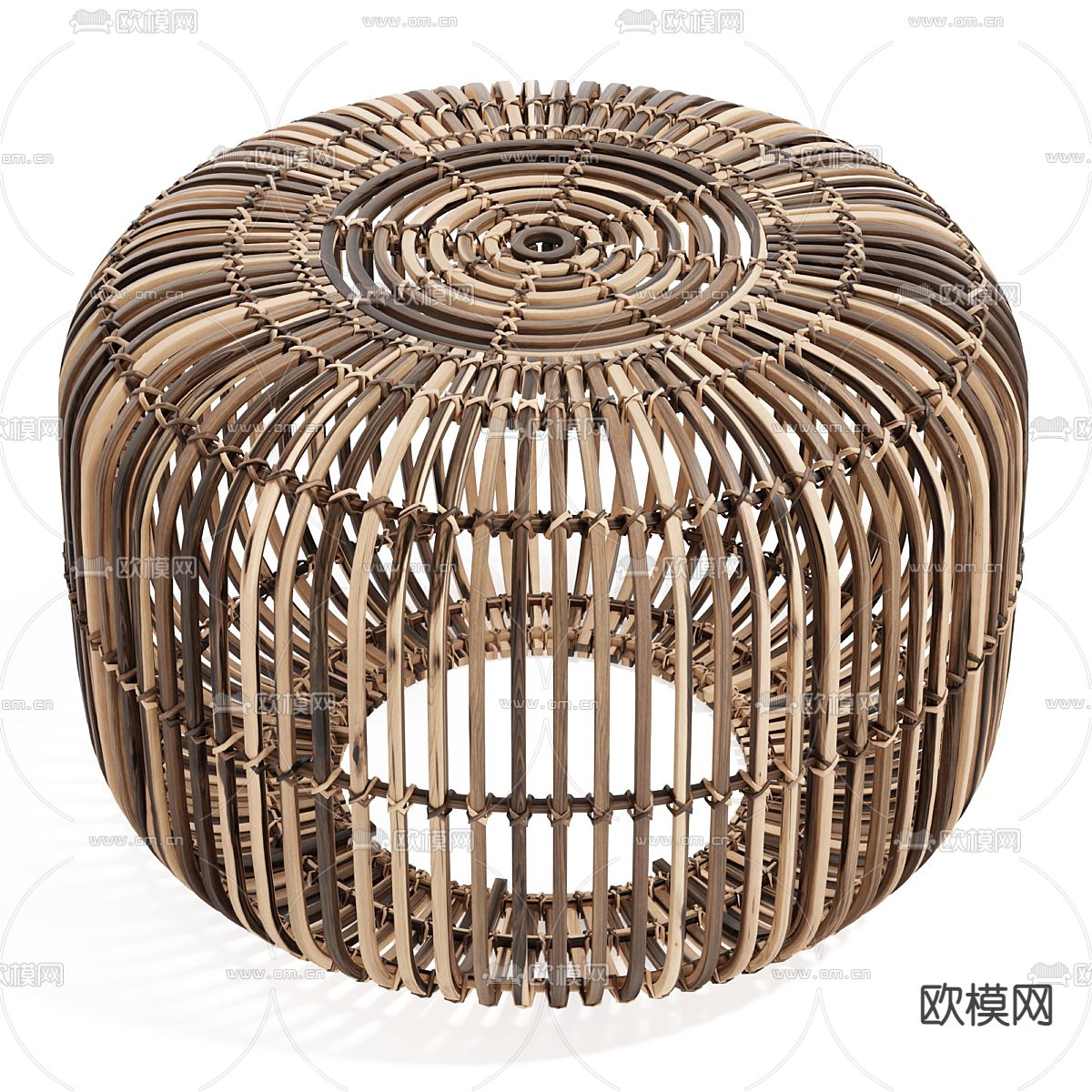 自然风藤编凳子 矮凳3d模型下载（渲染图2）