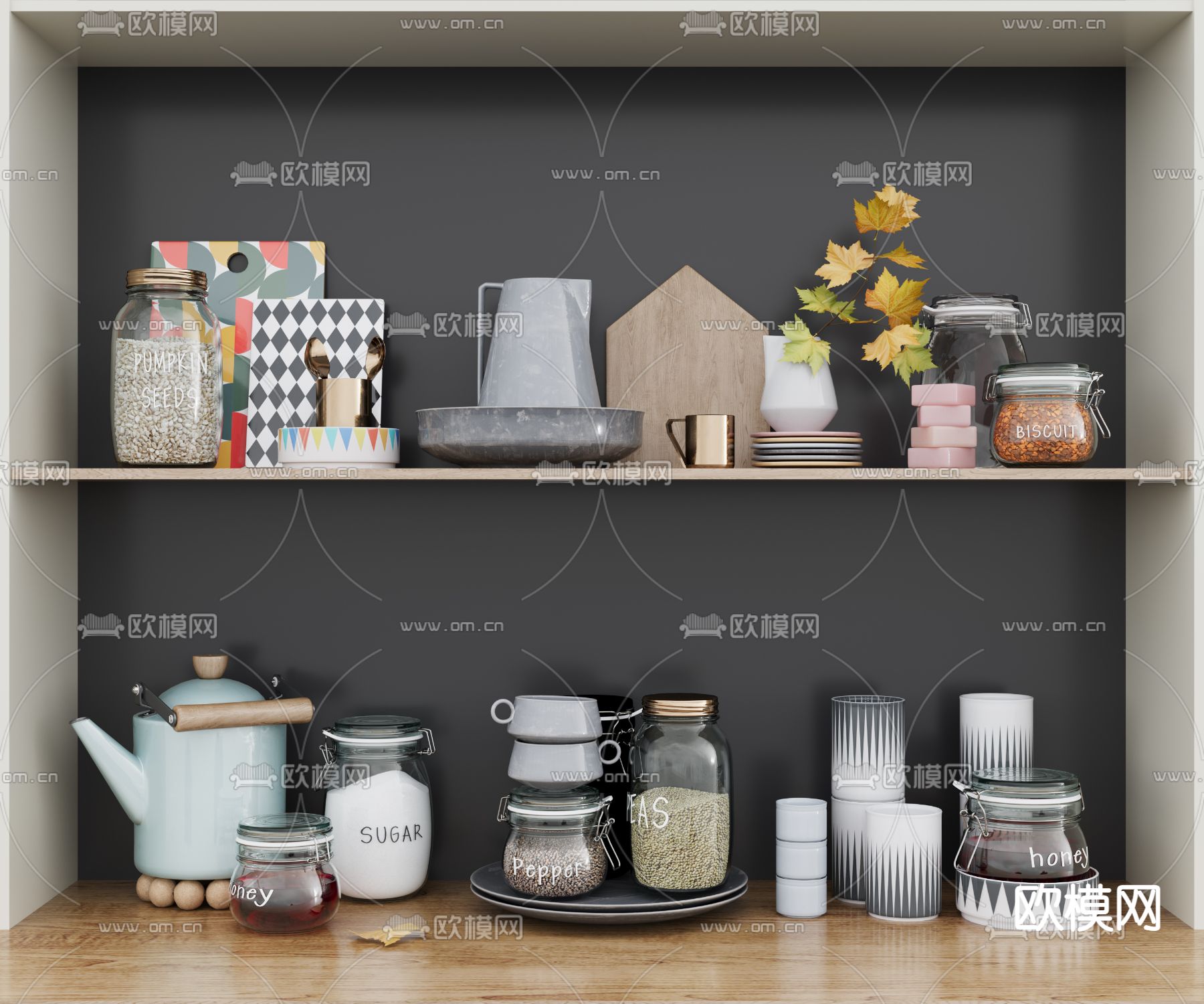 现代厨房用品3d模型下载