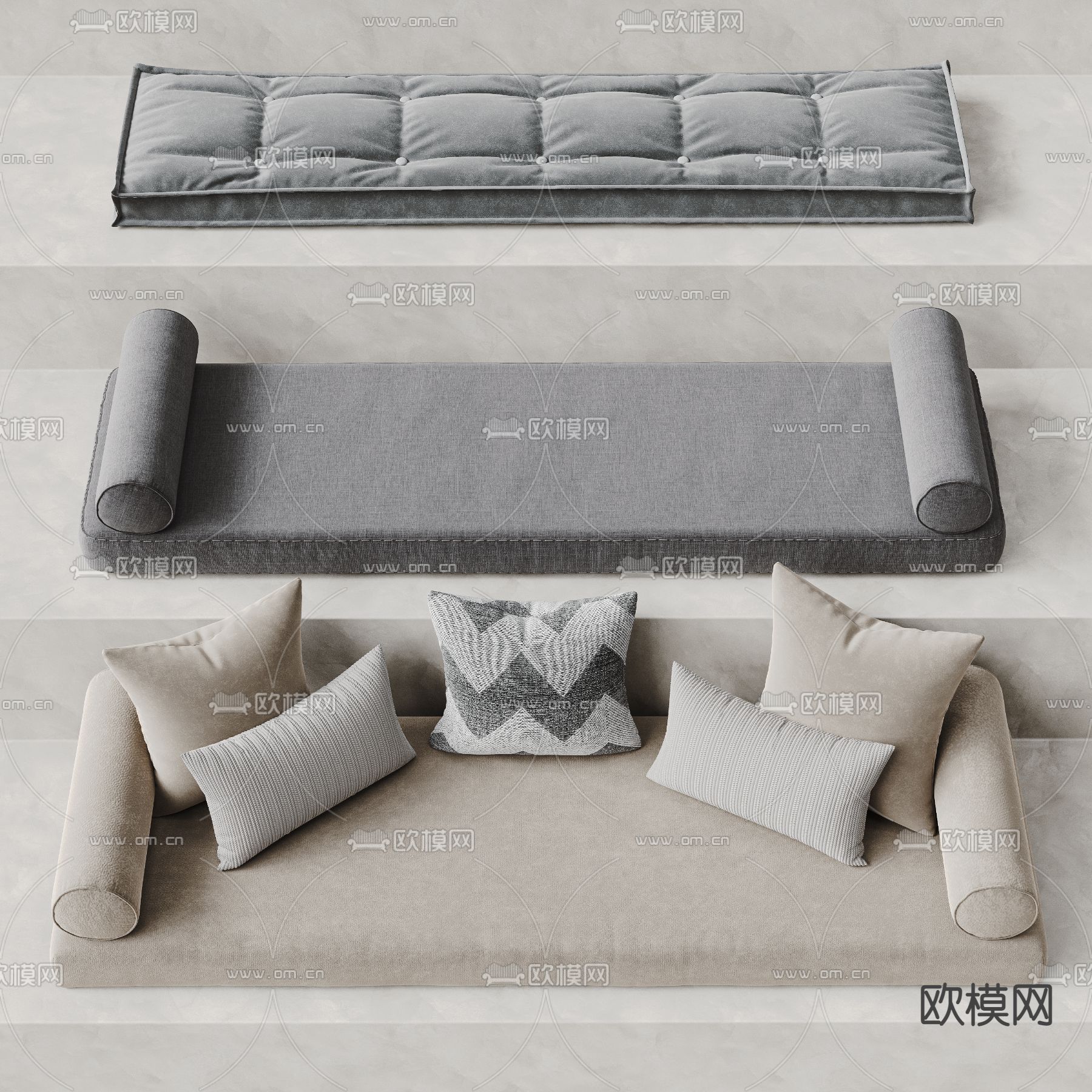 沙发垫 坐垫 飘窗垫3d模型下载（渲染图1）