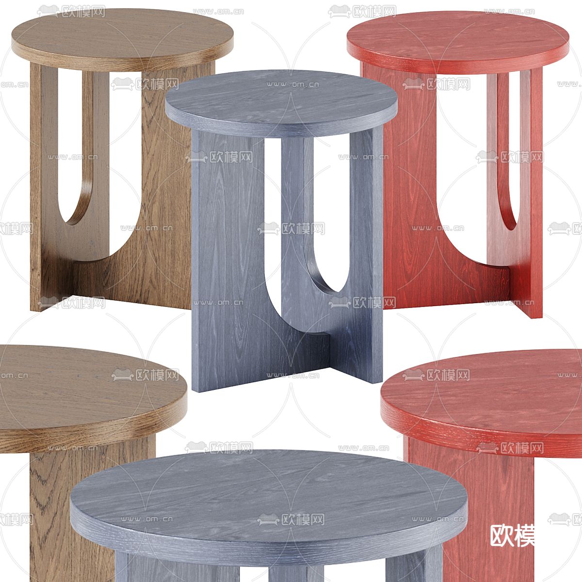 现代圆几 边几3d模型下载