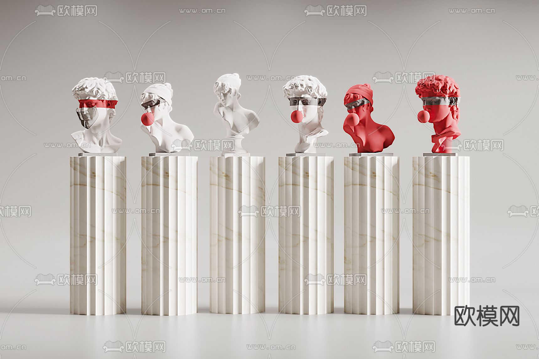 石膏雕像 人头雕塑3d模型下载