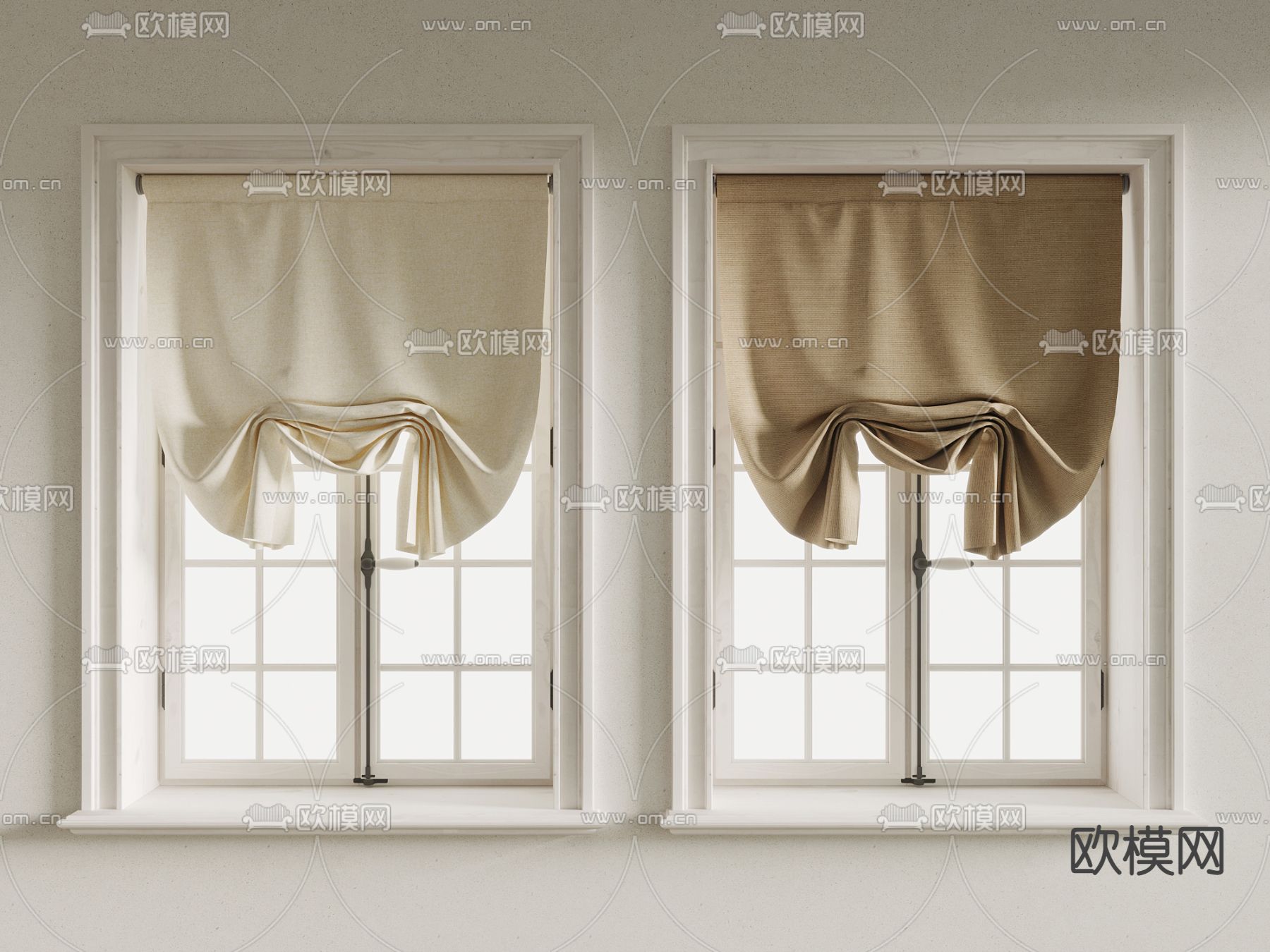 简欧窗帘 拉帘 遮光帘 卷帘3d模型下载