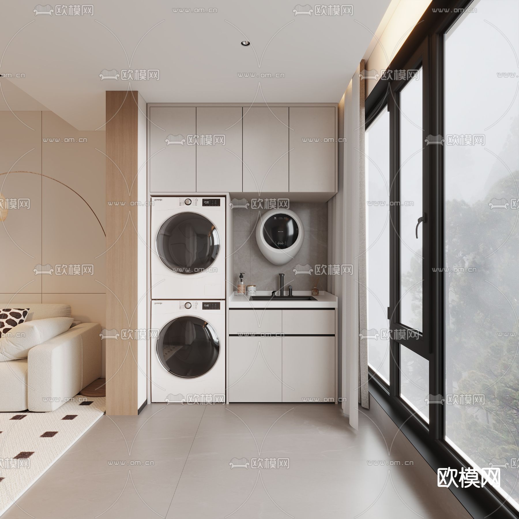 现代阳台3d模型下载