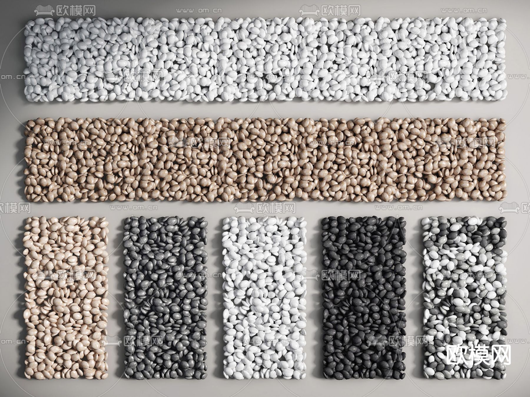 石头 石子 鹅卵石 石铺地3d模型下载