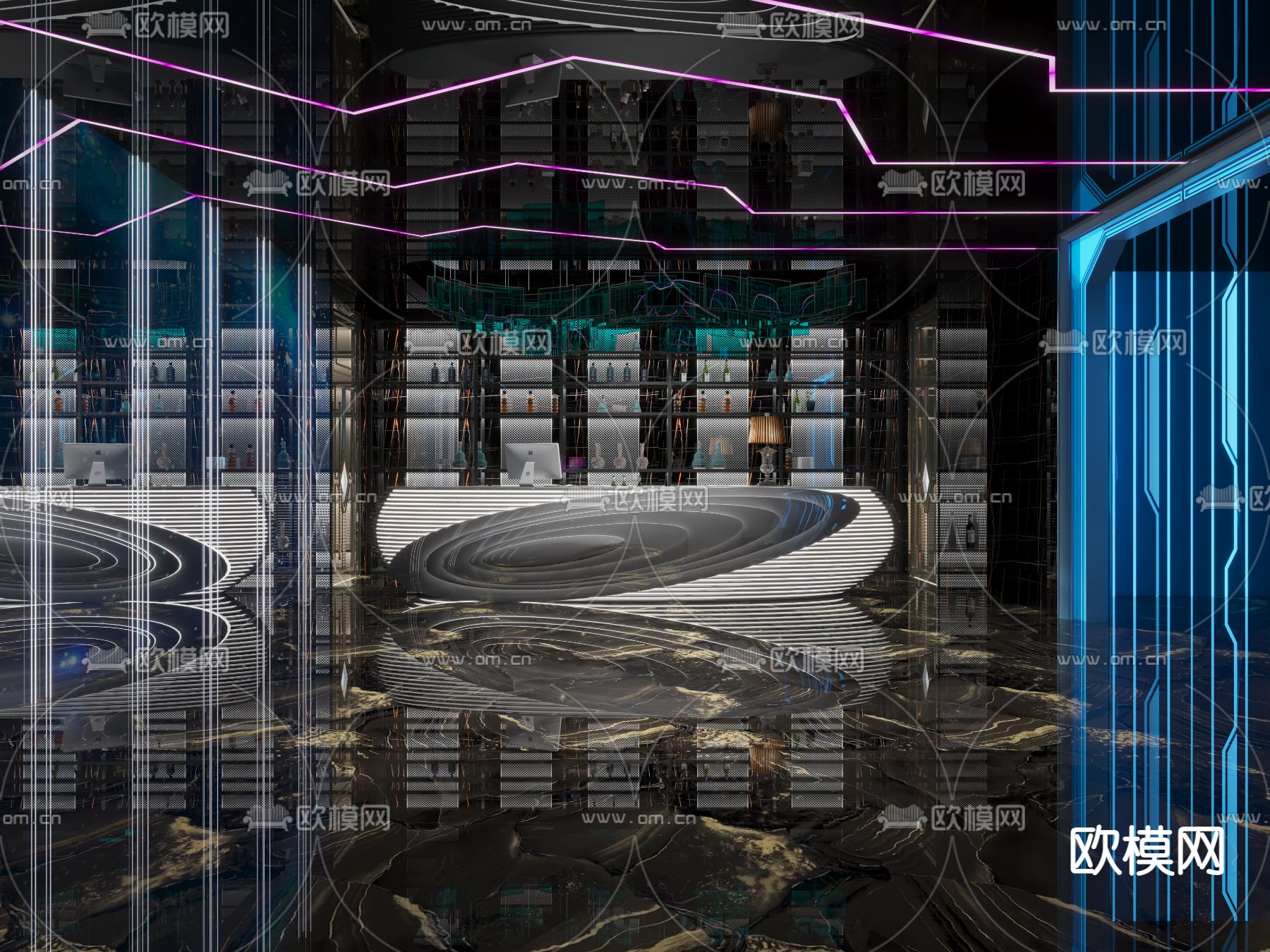 现代KTV前台3d模型下载（渲染图1）