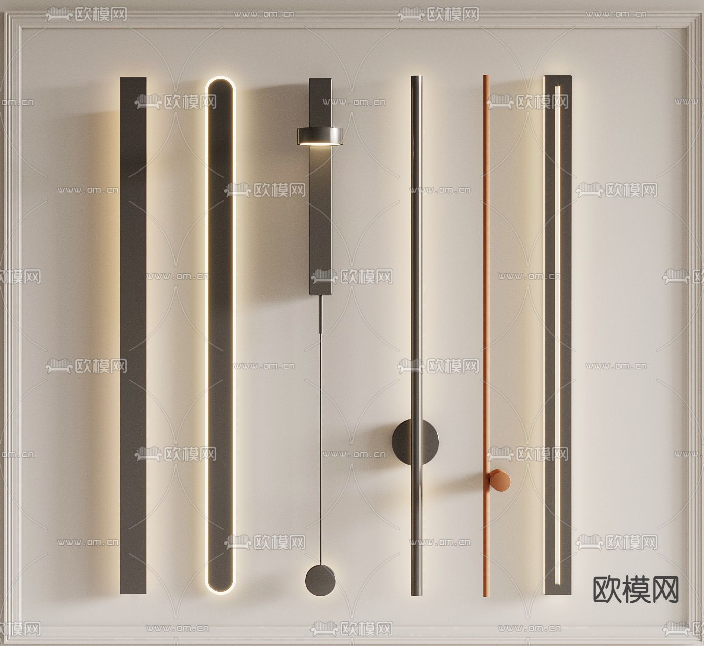长条壁灯3d模型下载