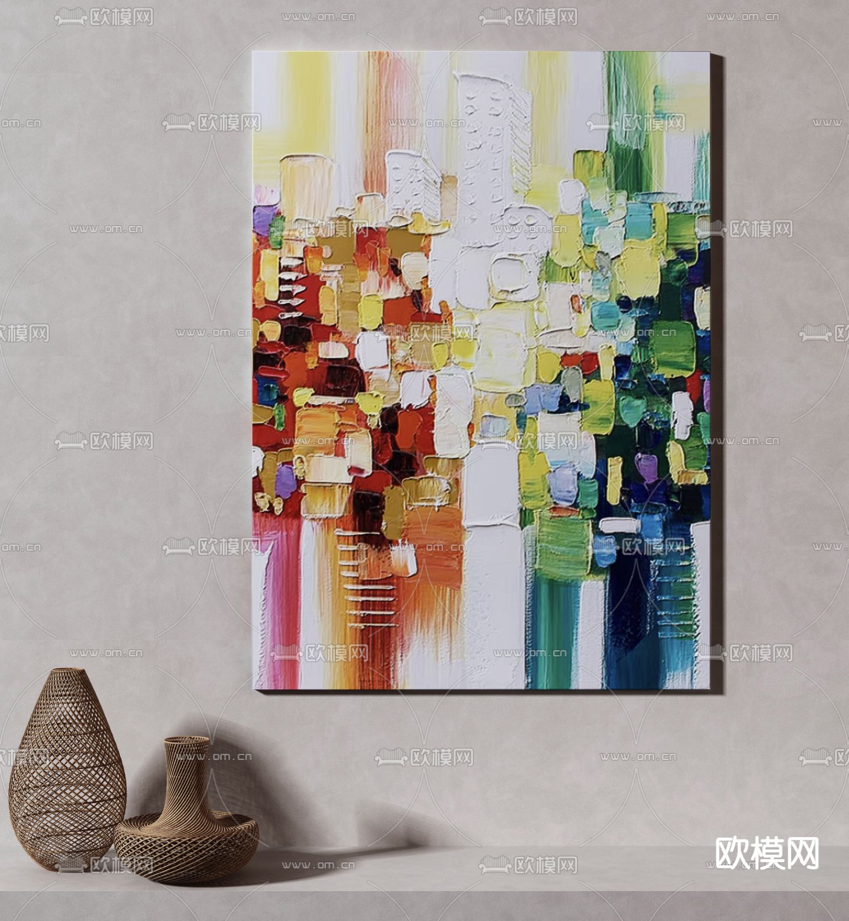 孟菲斯风 油画 装饰画3d模型下载