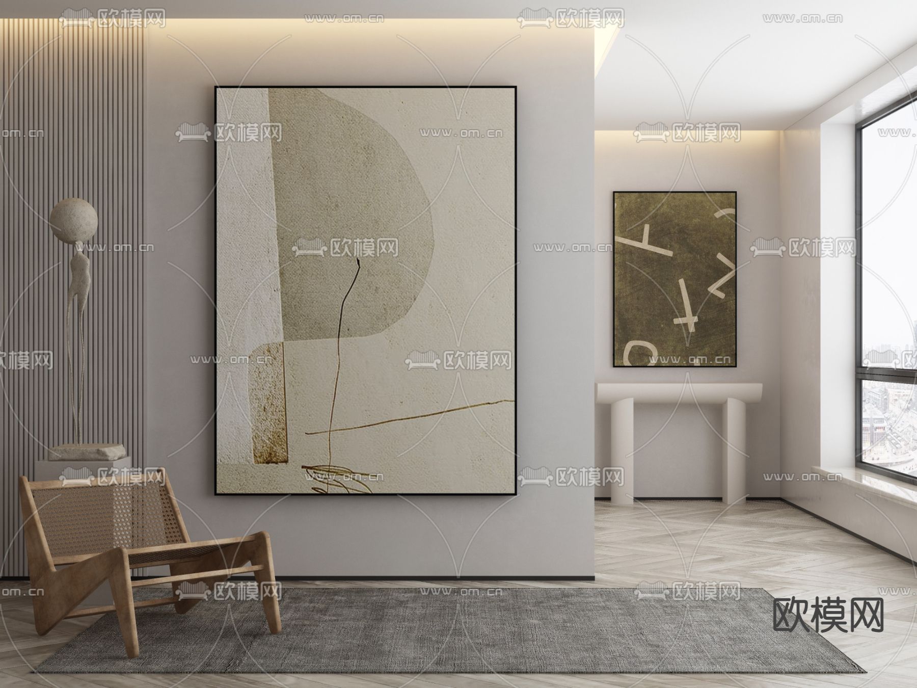 现代装饰画 抽象画3d模型下载