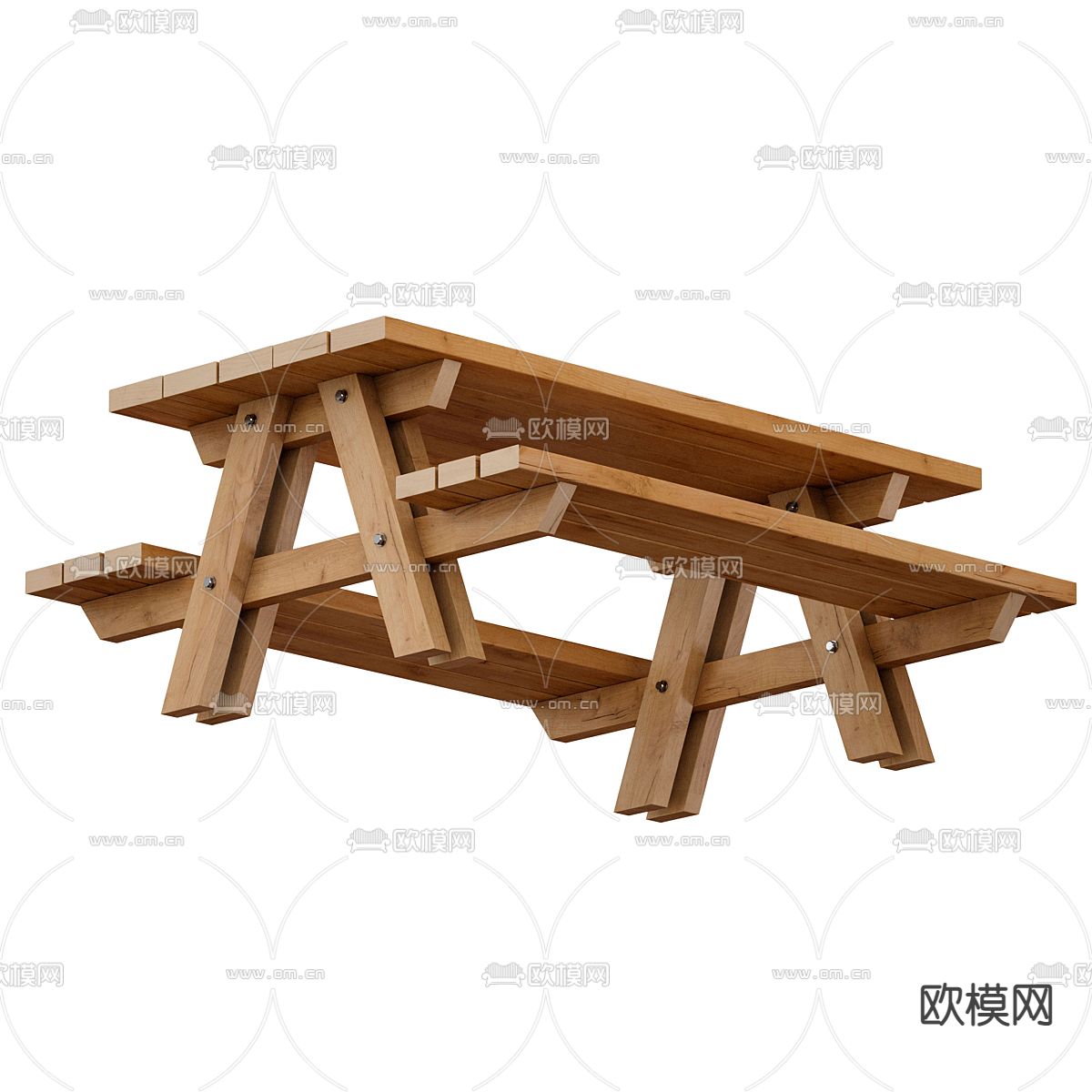 自然风 户外桌椅3d模型下载（渲染图2）