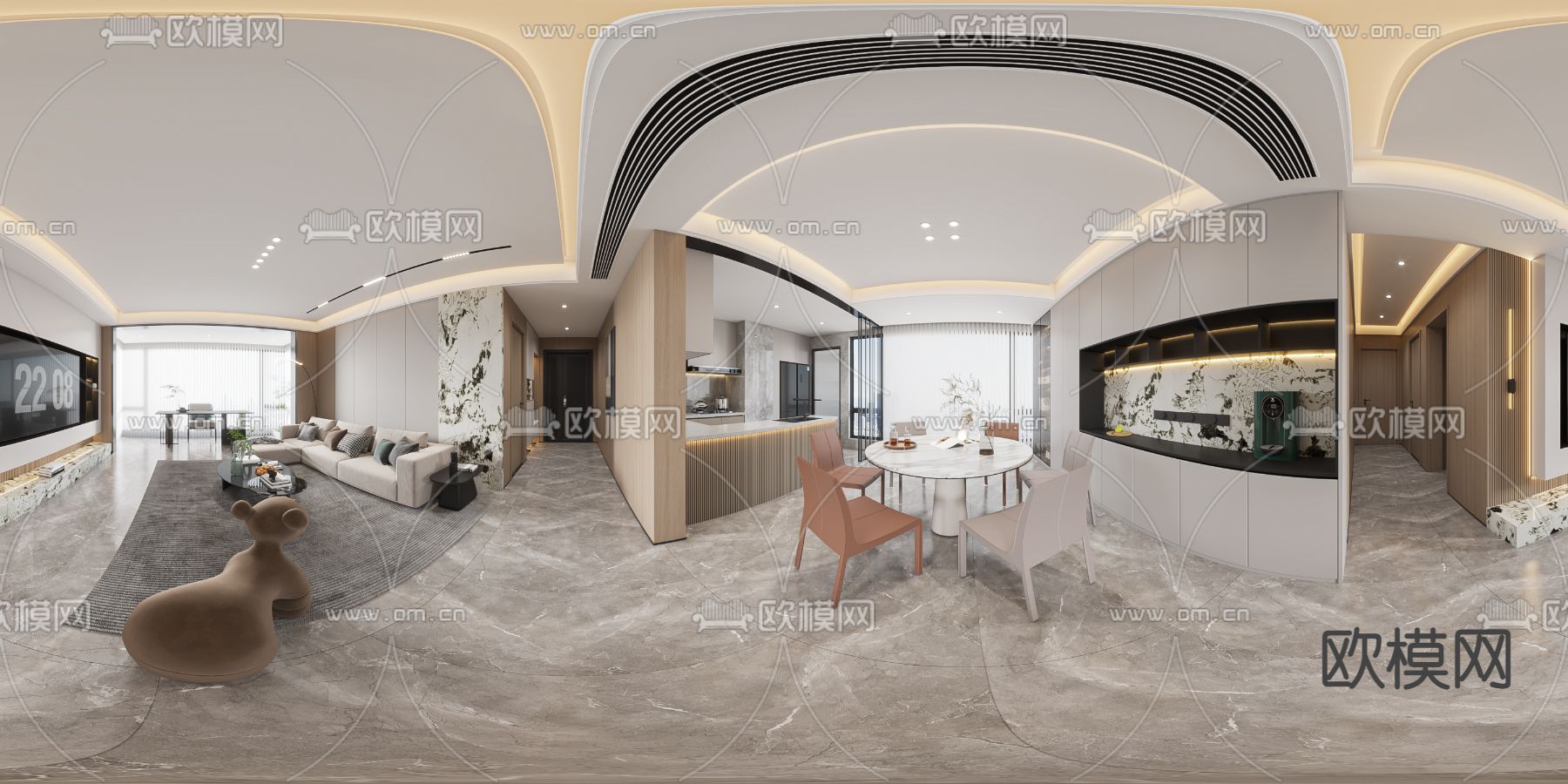 现代客餐厅vr全景3d模型下载_ID14080641_3dmax免费模型-欧模网
