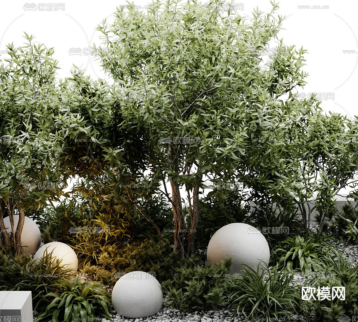 景观树造景 植物堆3d模型下载（渲染图3）