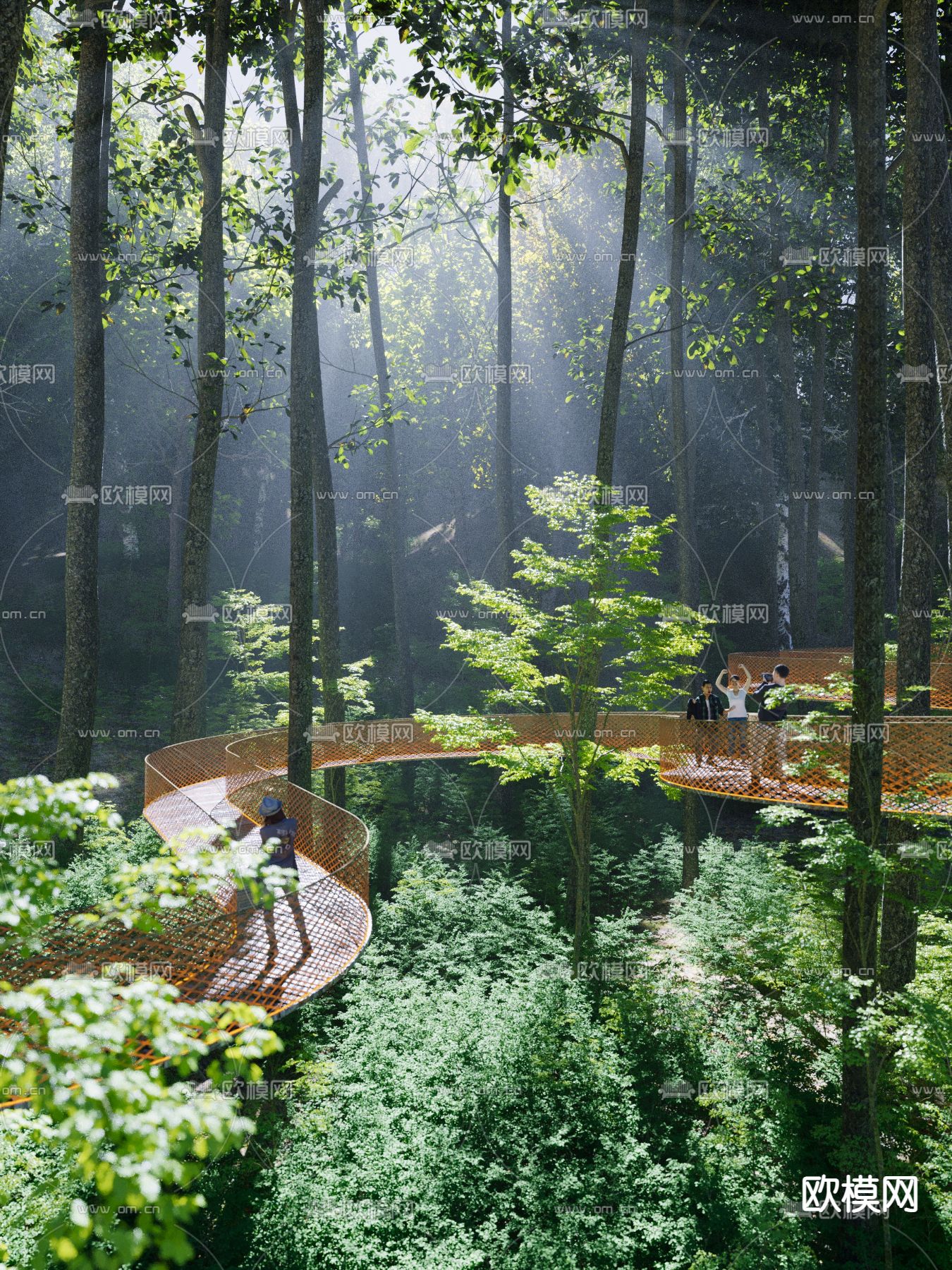 森林栈道 园林景观3d模型下载