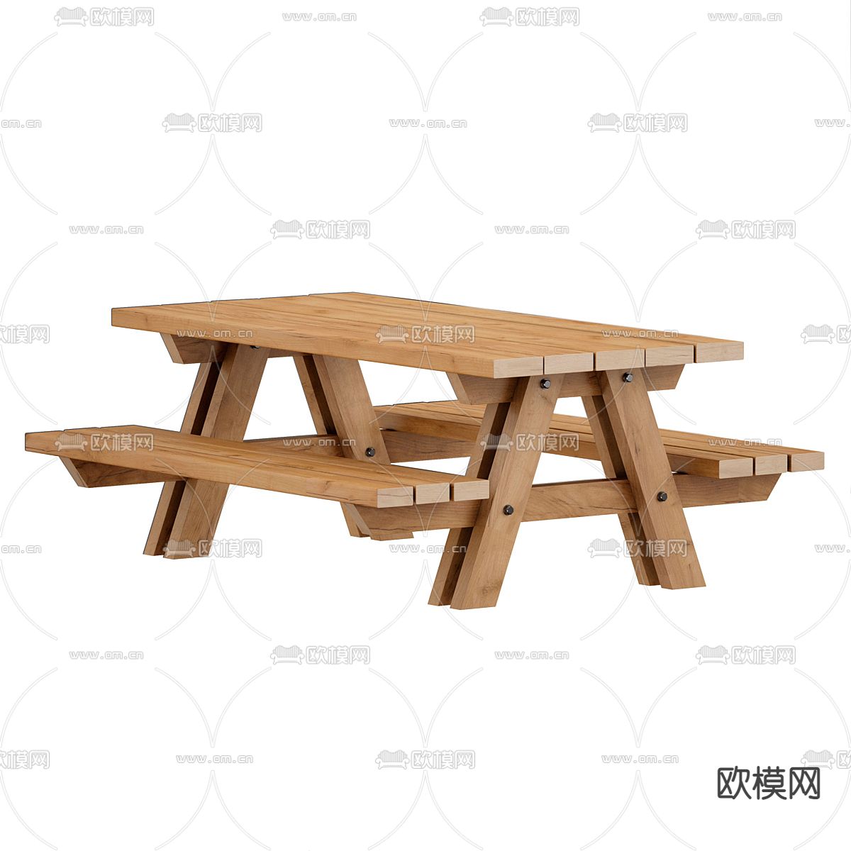 自然风 户外桌椅3d模型下载（渲染图3）
