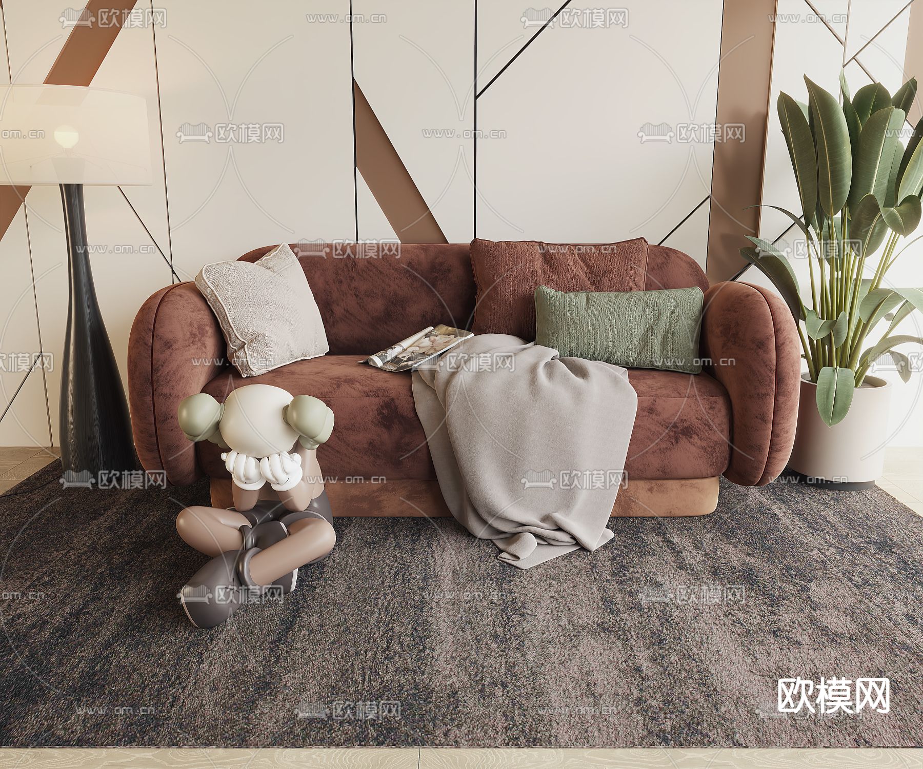 双人沙发 软体沙发3d模型下载