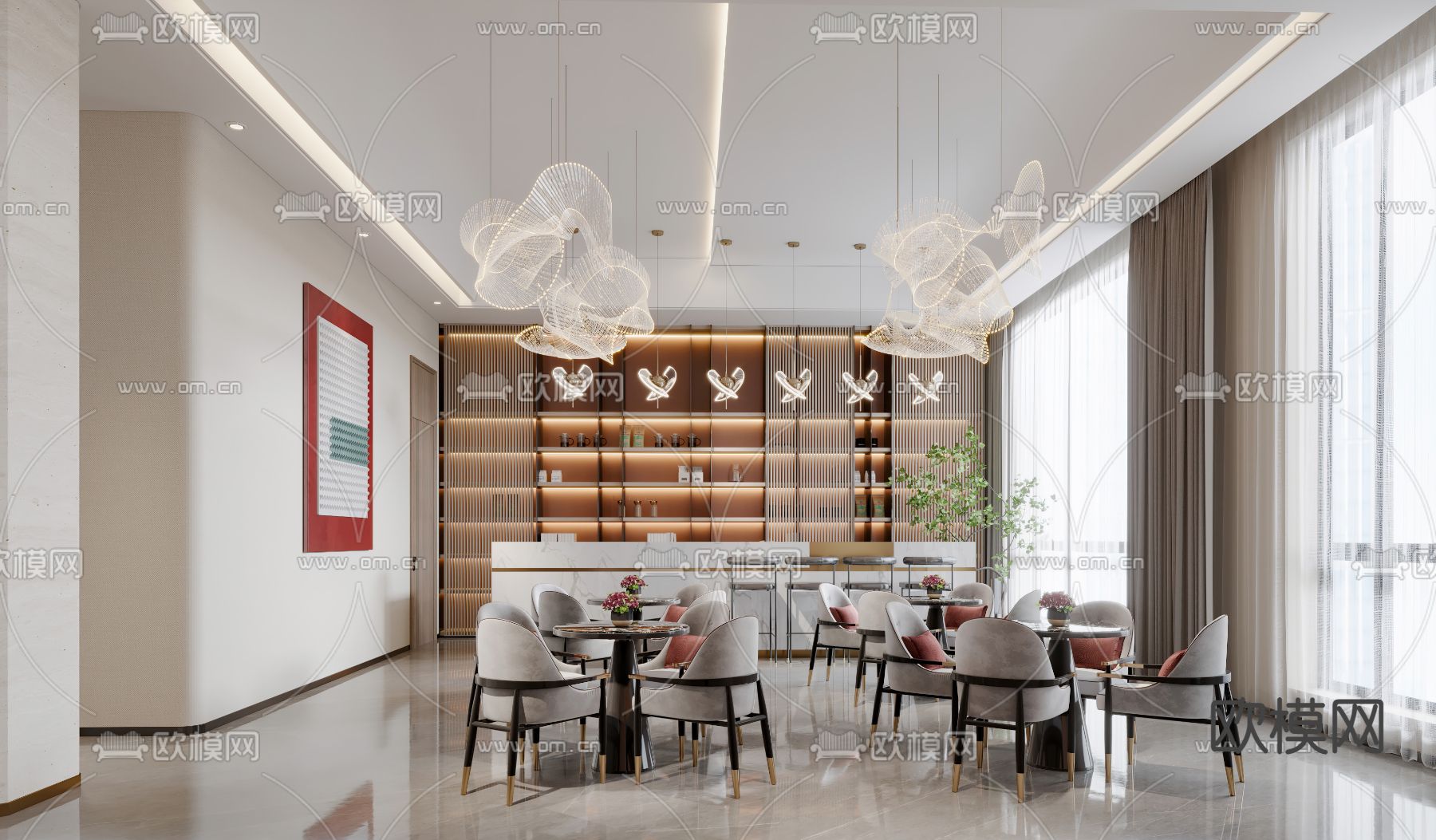 新中式售楼处3d模型下载（渲染图5）