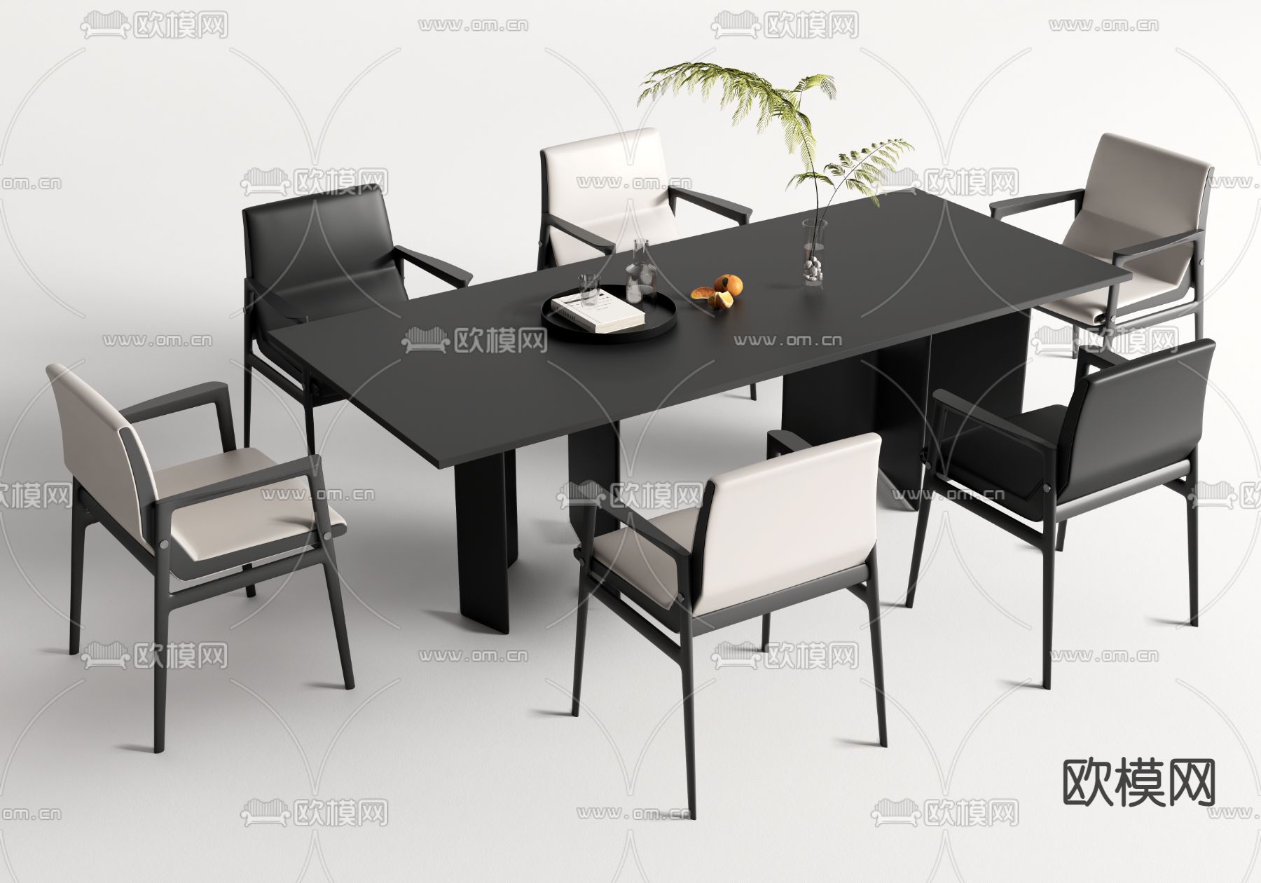 Cassina现代餐桌椅su模型下载（渲染图1）