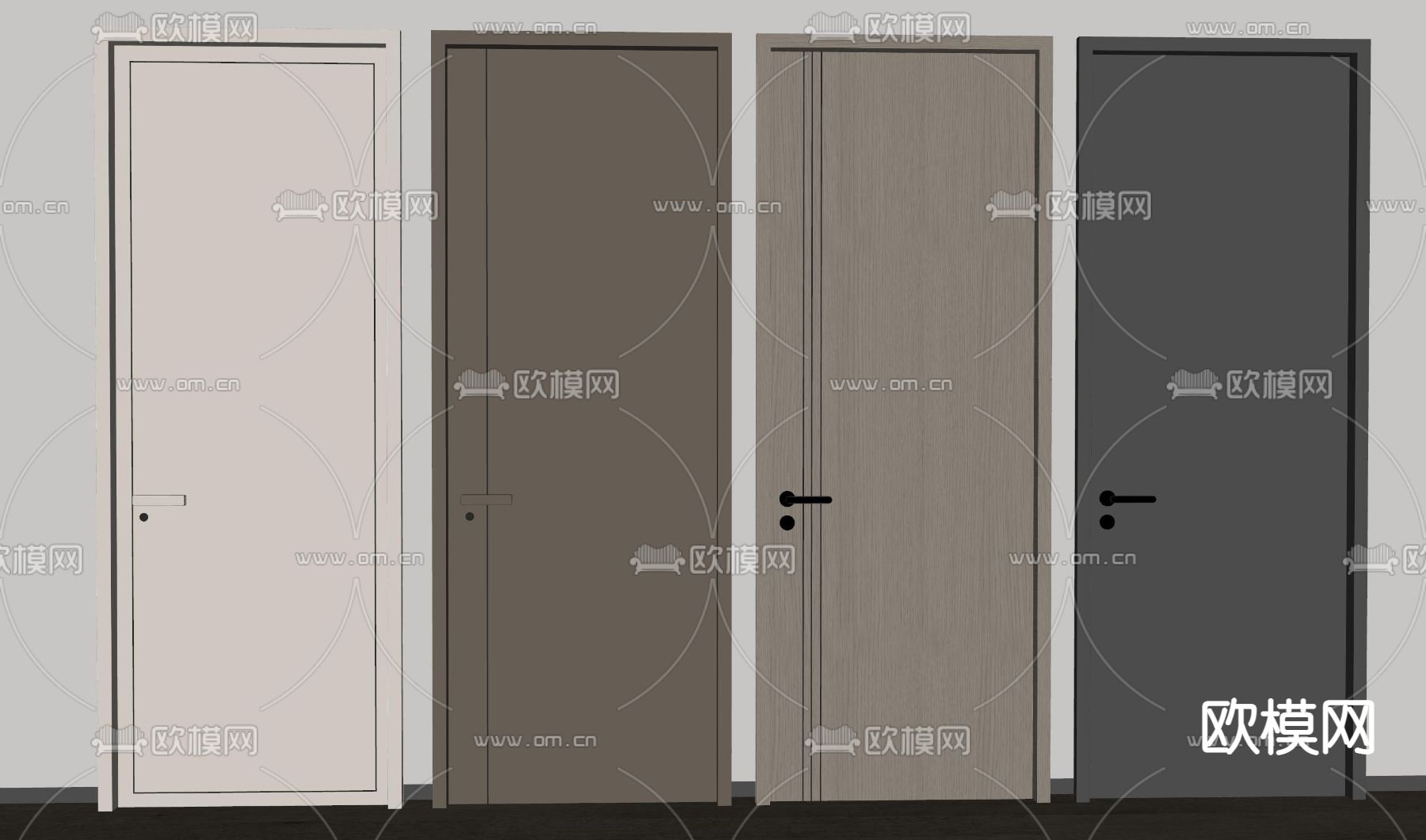 房门 单开门 卧室门 极简门su模型下载（渲染图2）