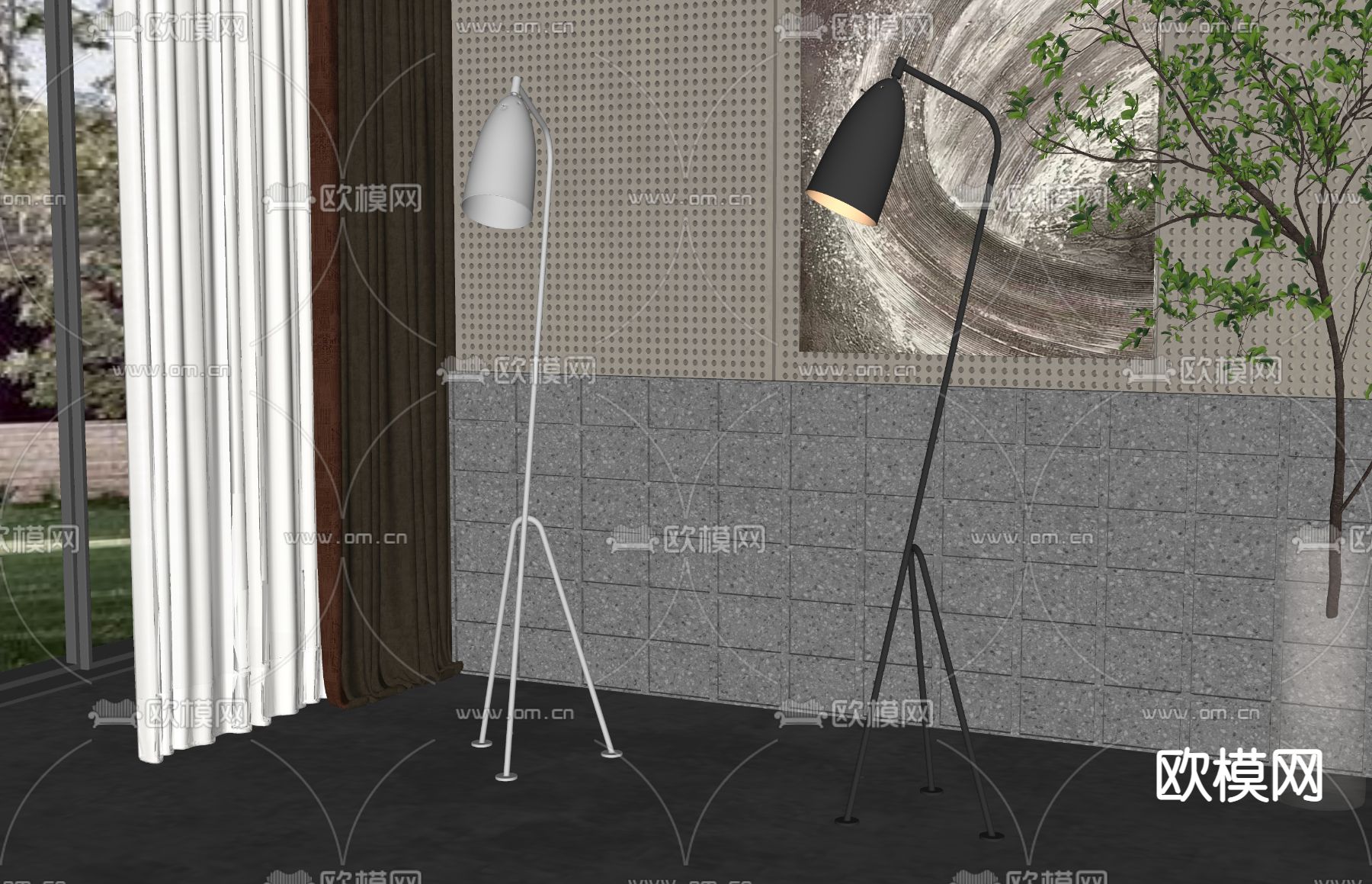 落地灯su模型下载（渲染图2）