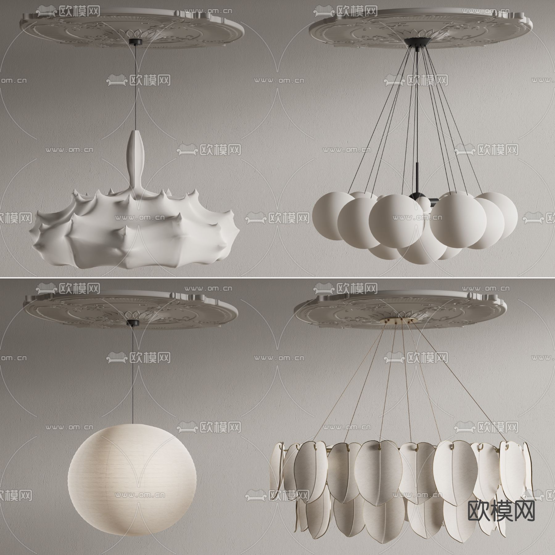 法式吊灯 大厅灯3d模型下载_ID14081150_3dmax免费模型-欧模网