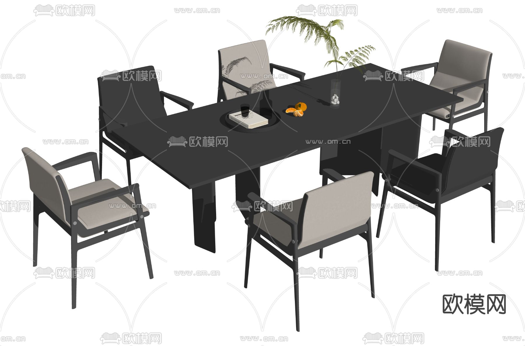 Cassina现代餐桌椅su模型下载（渲染图2）