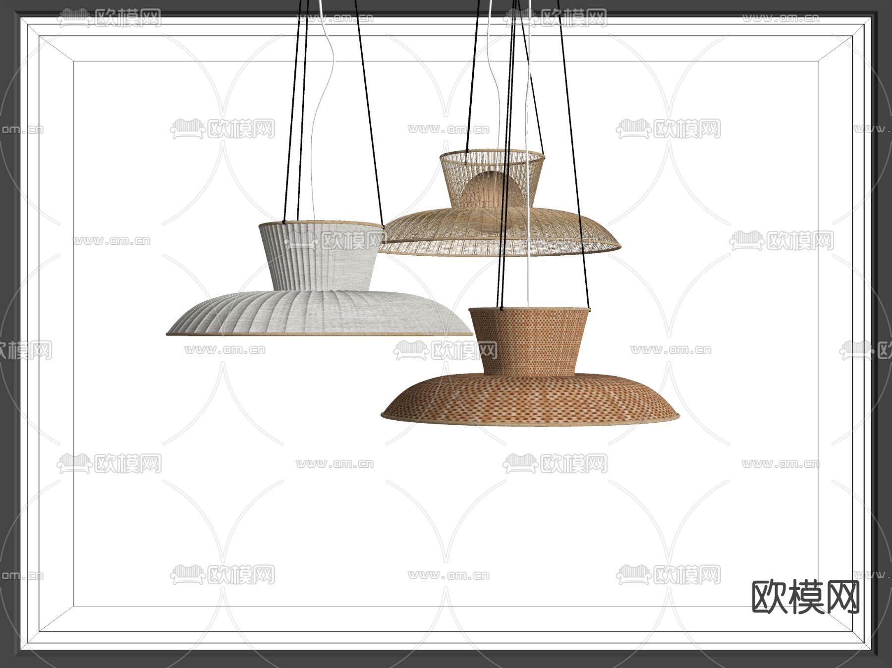 东南亚编织吊灯su模型下载（渲染图2）